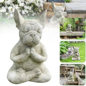 STATUE - STATUETTE Figurine de Bouledogue Méditation, Bouddha Zen Yog