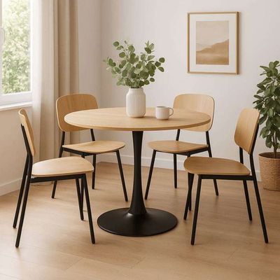 Table De Salle à Manger Ronde Pour 4 Personnes, En Bois D Avec Base Sur Socle Meubles De Salon De 100 Cm Pour Salle A Manger Salon Et Bureau Charge 100 Kg Naturel 91892078