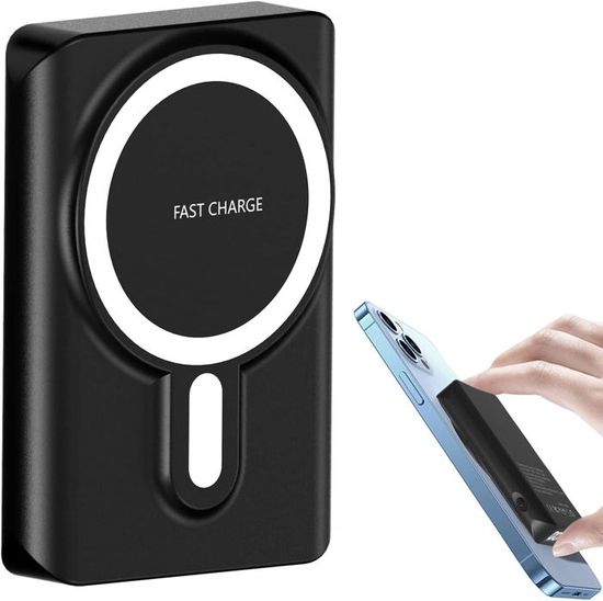 Batterie Externe sans Fil Magnétique,10000mAh sans Fil Power Bank Mag-Safe Charge Rapide avec