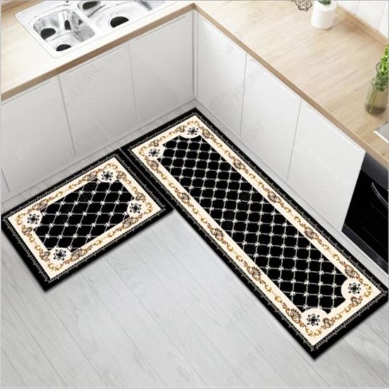 Tapis Sol Lavable Tapis Cuisine Antidérapant 2 Pièces - Absorbant Lavable - 40x60cm + 40x120cm - Pour évier Et Couloir Tapis Absorbant Lavable Cuisine