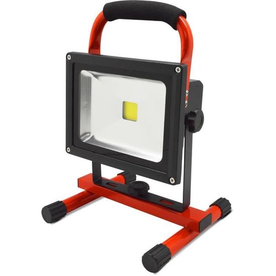 INGCO Projecteur De Chantier LED 20W, 900-1800LM, Rotation à 360° Avec 1 Batterie 2,0 Ah Et 1 Chargeur Pour Garage, Camping, Extérieur CWLI20258