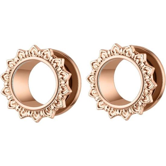 Vankula Tunnel double évasé en acier inoxydable pour piercing d'oreille étiré de 8 mm à 19 mm, 8 mm, Métal