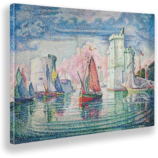 Tableau Toile "Un Pin à Saint Tropez" Paul Signac - 70x50 Cm - Cadre Bois Prêt à Accrocher - Déco Maison Moderne