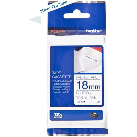 Cartouche De Ruban Brother TZE-FA3 - Bleu Sur Blanc - 12 Mm X 4 M - Compatible - Neuf Sous Blister