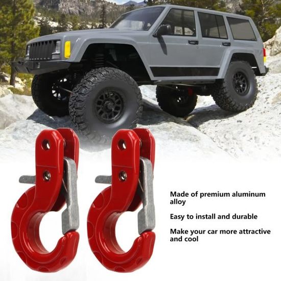 Crochets Treuil Métal RC KEEDA - Accessoires Remorquage 1/10 Axial SCX10 TRX4 (Rouge)