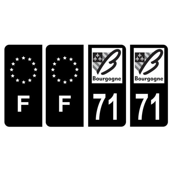 Lot De 4 Autocollants Plaque Immatriculation 973 Guyane - Noir & Logo Europe, Dimensions Officielles, Fabrication Française !
