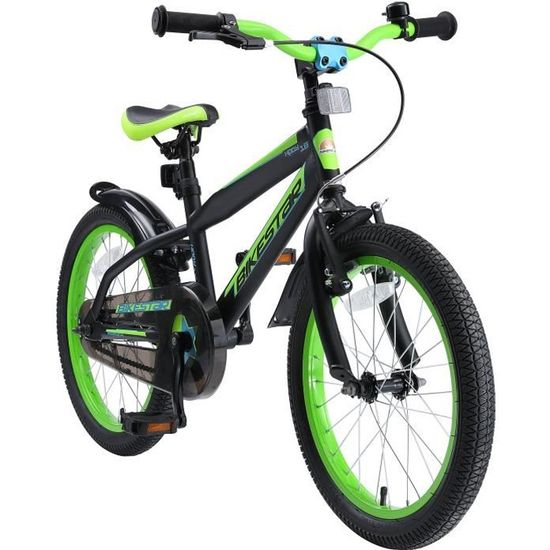 Velo pour enfants BIKESTAR 18 pouces Noir Vert VTT Cdiscount Sport