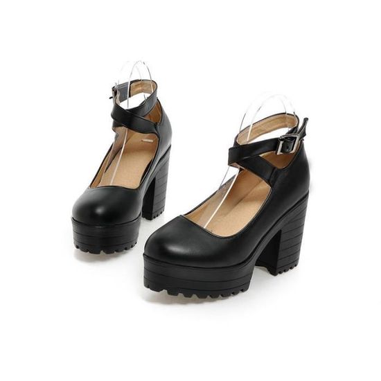 Escarpins à Talons Pour Femme MICIFA - Bout Rond, Sangle De Cheville, Talon épais Confortable - Chaussures Habillées Tendance