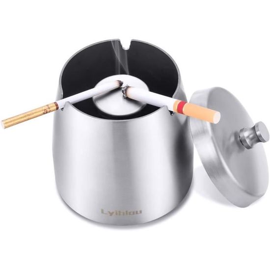 Stonebroo Cendrier Fermé, Cendrier En Acier Inox Avec Couvercle Anti