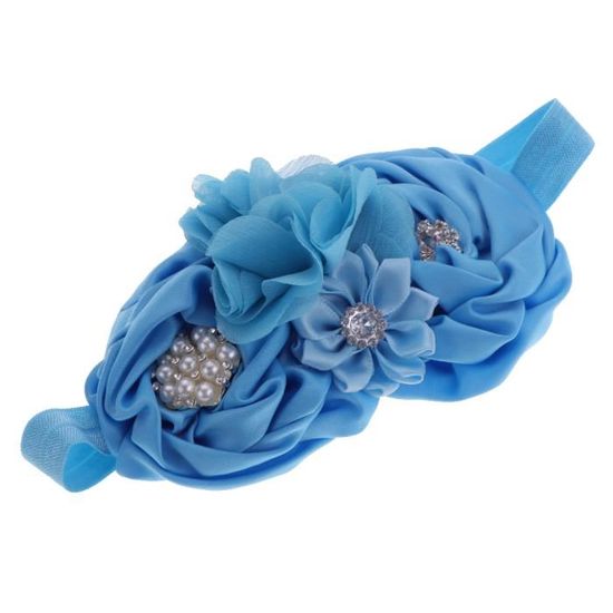 30 Fleurs En Tissu 5,5 Cm Bleu Ciel – Appliques Strass & Perles, Idéales Pour Couture, Mariage, Bricolage Et Décoration