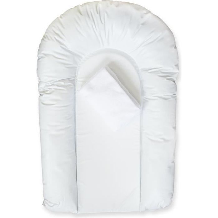 DOMIVA LOT 1 matelas à langer PVC CONFORT forme U + 1 housse éponge bouclette 50x75 cm Blanc