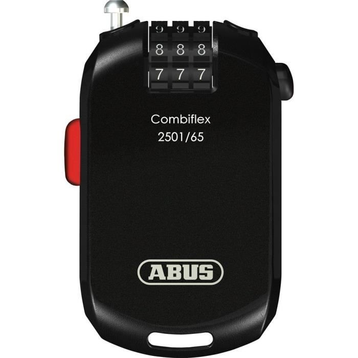 Câble-antivol vélo Combiflex 2501 - ABUS - 65 cm - Programmation individuelle du code - Noir