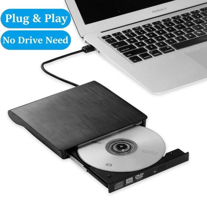 Lecteur de graveur de CD externe USB 3.0 DVD RW mince pour ordinateur portable