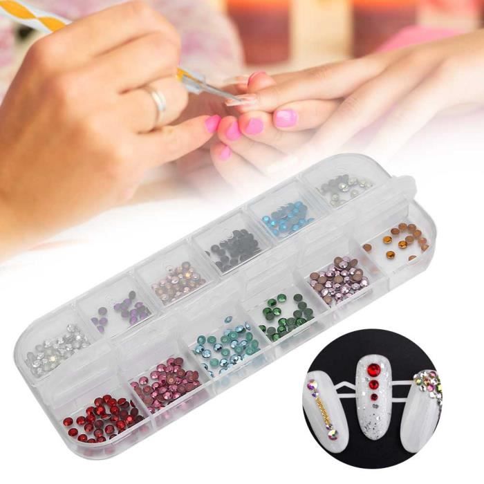 Nail art strass ongles décorations 12 couleurs décors de manucure ongles cristaux pour salon de manucure-YIN