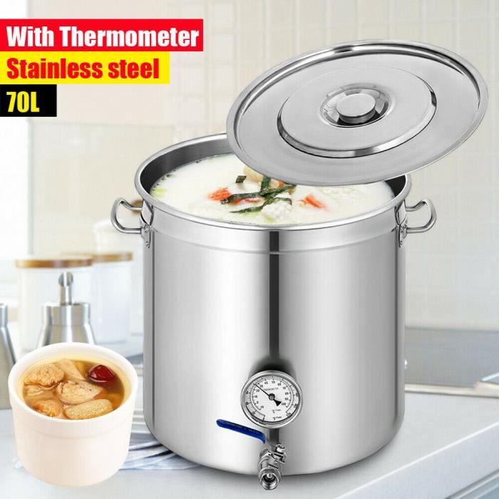 70L 304 acier inoxydable marmite casserole casserole casserole avec thermomètre scellé baril DHL