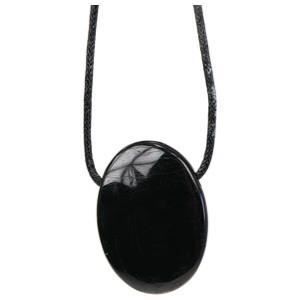 Pendentif pierre ovale percee - Tourmaline Noire