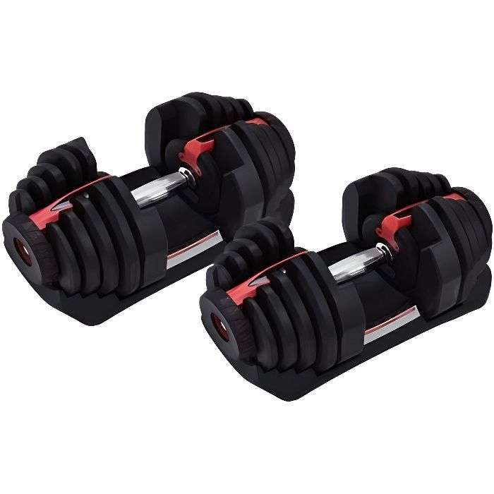 PAIRE D'HALTÈRES RÉGLABLES PAR MOLETTE 5-40KG