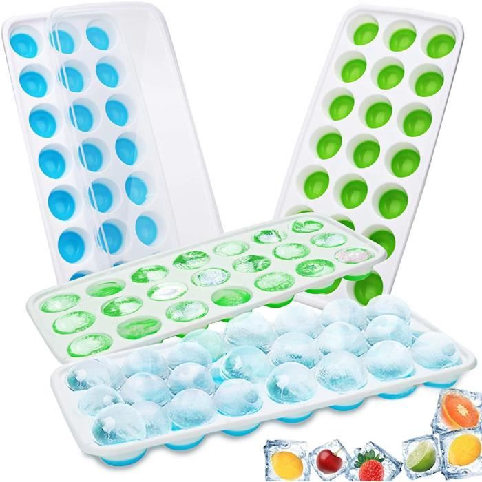 4 PCS Bacs à Glaçons Silicone Bacs à Glaçons avec Couvercles Transparents - 84 Moules à Glaçons pour l'eau, bébés, purée, Whisky,Gla