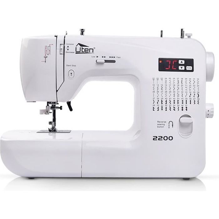 Machine à coudre électronique -Uten -60 points intégrés -Affichage LED -Alarme automatique-avec table d’expansion blanc