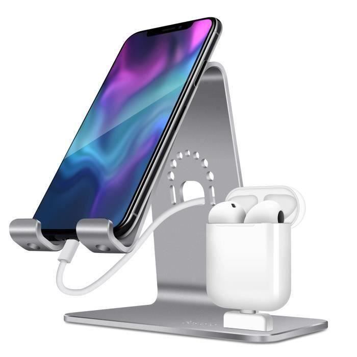 Socle de Chargement d’Airpods & Support Téléphone mobile pour Airpods, iPhone-SamsungGris (Boîtier de Charge d’Airpods NON i G0C175