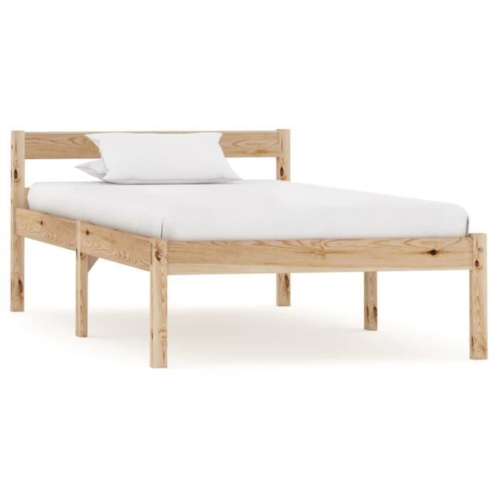Chez Barry® 56052 Lit Grand Lit adulte enfant - Lit de Repos - Bois de pin massif 90 x 200 cm Haute qualité