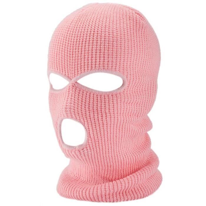 Masque de cagoule tricoté à 3 trous pour homme et femme, casquette de Cosplay, de couleur unie, chau G