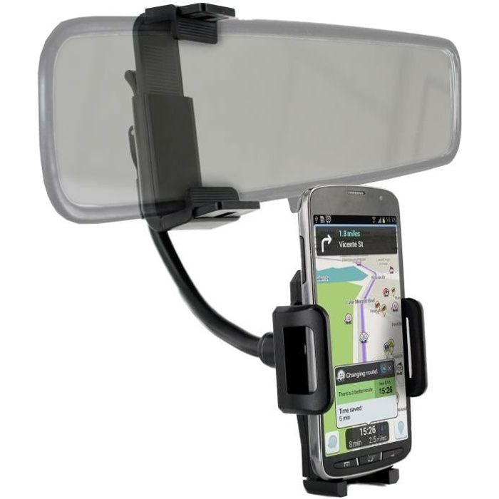 Support Voiture Smartphone Fixation Rétroviseur Bras extensibles