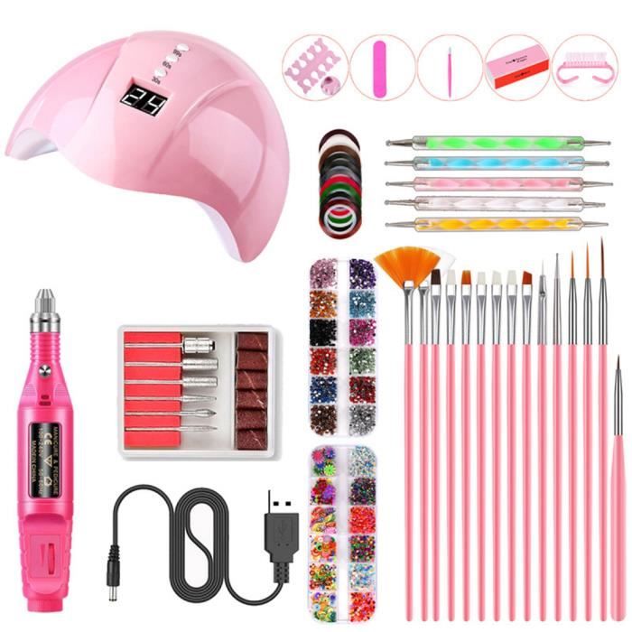 Ensemble de manucure 36W sèche-ongles électrique léger perceuse à ongles lime à ongles brosses ensemble d'outils d'art d'ongle, Rose