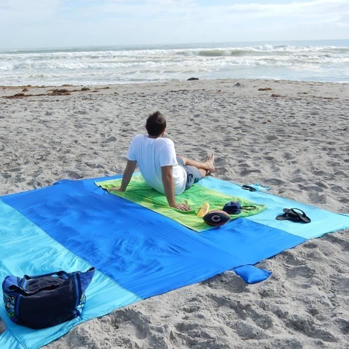 Outdoor Sand Beach / Couverture de pique-nique-Résistant à l'eau Ripstop Nylon, 9 'x 7.5' Idéal pour Pique-nique, Camping, Randonnée