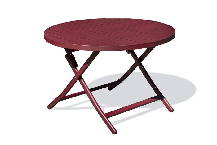 Table de jardin pliante MARIUS (diam. 110 cm) en aluminium - CARMIN