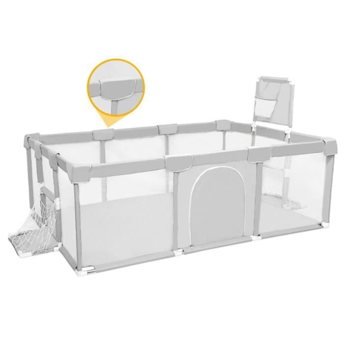 Parc Lit bébé Gris XXL Barrière de Sécurité Portail 124x188x66cm Aire de jeux pour les enfants à l'intérieur et extérieur - Gris