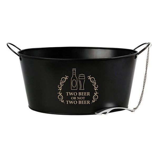 Seau à glace avec poignée et ouvre-bouteilles en métal Noir