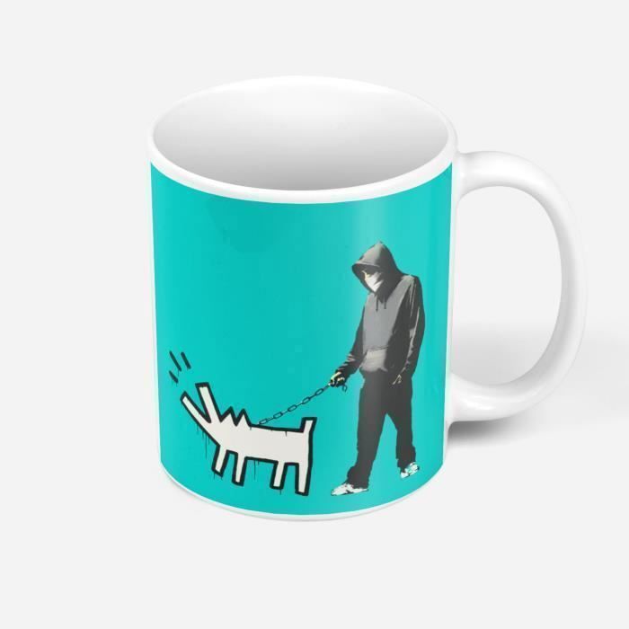 Mug Céramique Banksy Chien Keith Harring Graff Street Art Bleu