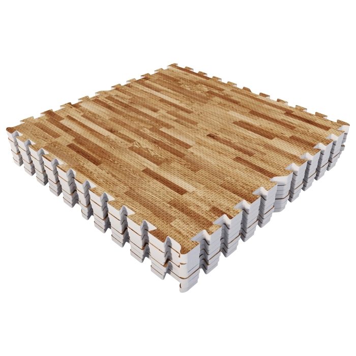 8 dalles carrées de protection - 1,2 cm d'épaisseur - Couleur bois clair