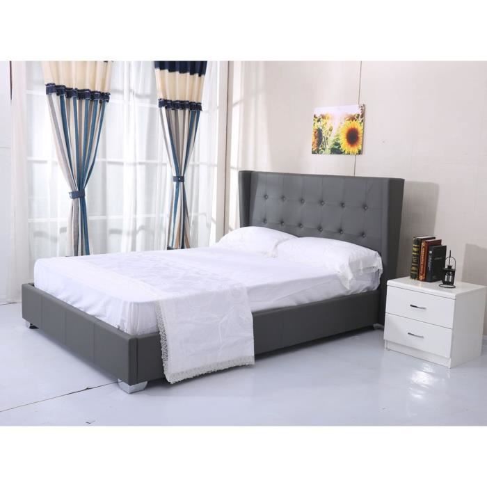 Lit -Steven- - 140 x 190 cm - Gris