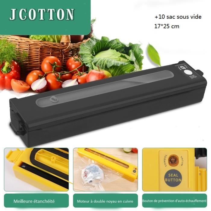Machine sous vide JCOTTON® - Appareil de mise sous vide Machine de Scellage - Avec 10 pcs Sac sous vide 17*25cm