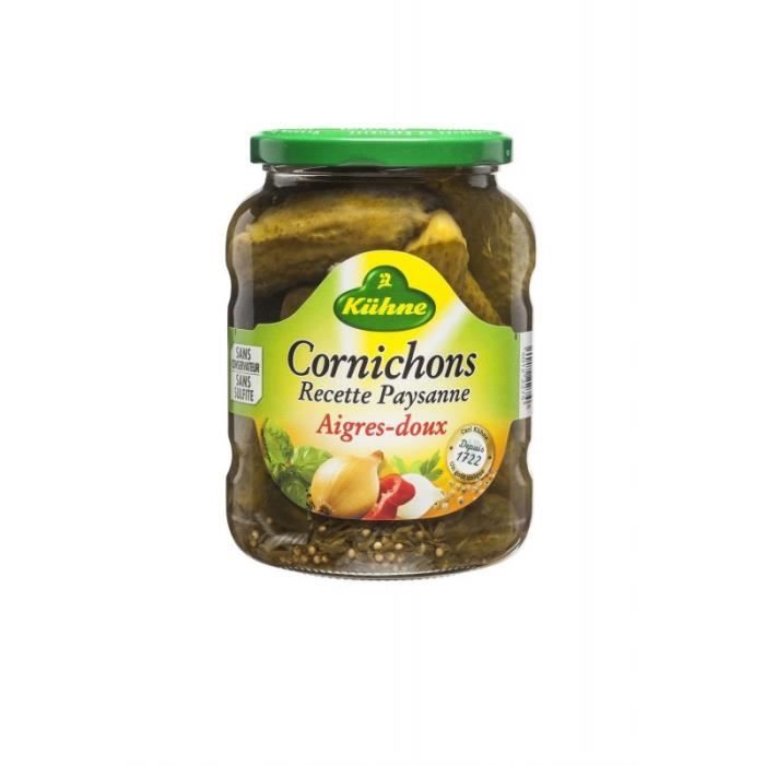 KUHNE - Cornichons Aigre-Doux Paysanne 360G - Lot De 4