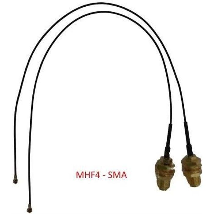 Adaptateur connecteur MHF4 vers SMA femelle câble noir 20cm pour antenne externe 4G 5G compatible Freebox Delta WiFi, GPS ...