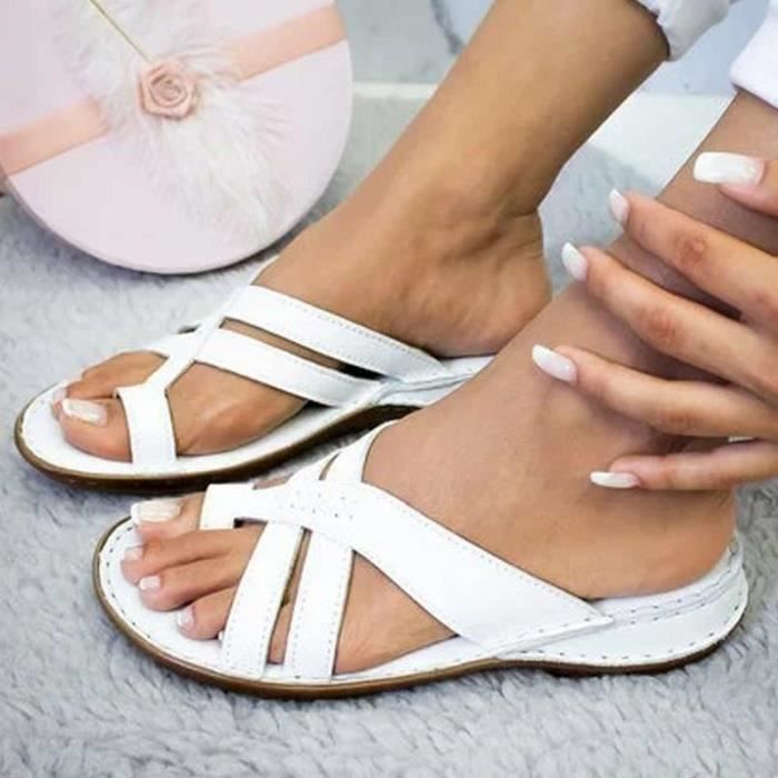 Sandales orthopédiques haut de gamme pour dames sandale de couleur unie Blanc