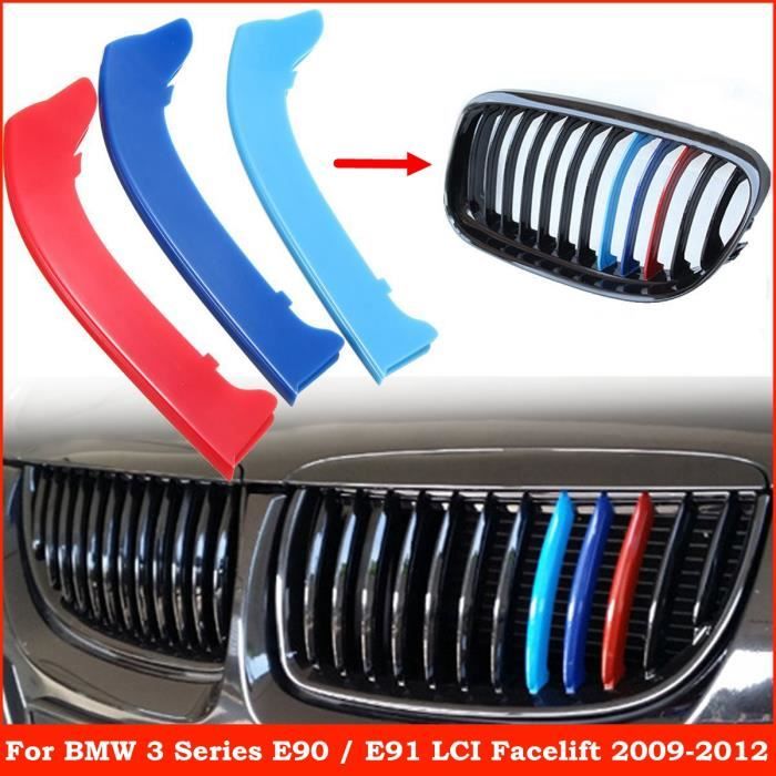 NEUFU 3Pcs Clips Bande Couverture M Couleur Kidney Grille Pour BMW 3 Series E90 E91 LCI 09-12