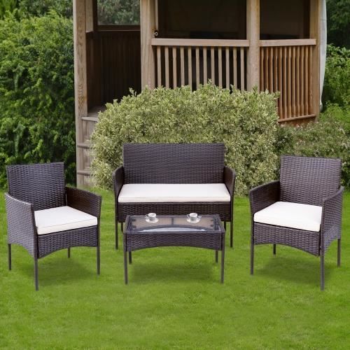 Ensemble de sièges pour 4 Ensemble de meubles de balcon Ensemble de meubles de jardin, terrasses de jardin, marron