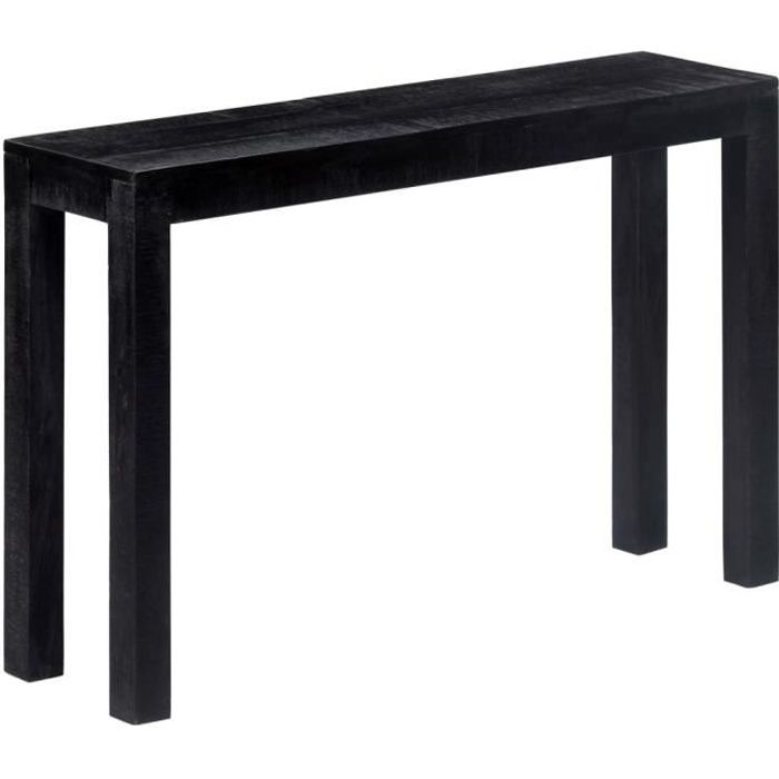Table console extensible Table d’Appoint Table d'entrée contemporain Noir 118 x 30 x 76 cm Bois de manguier massif