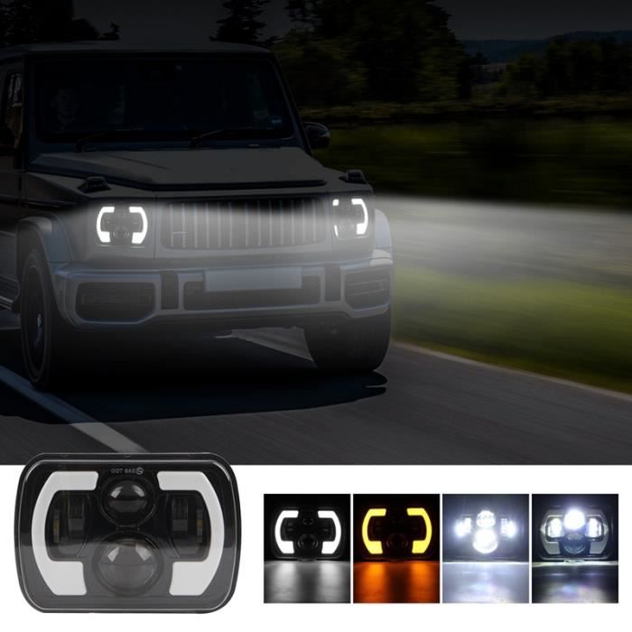 7X6 Pouces, 5X7 Pouces Projecteur LED Phare Hi-Lo Faisceau Halo Clignotant DRL 400W Convient pour Cherokee XJ 1984-2001 Jeep