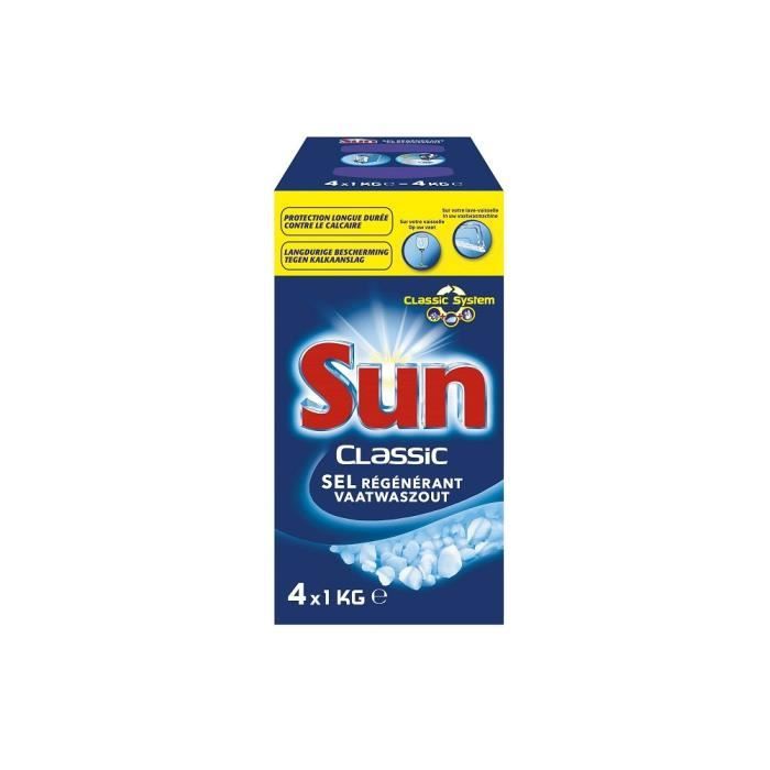 SUN Classic - Sel régénérant lave-vaisselle 4 x 1 kg