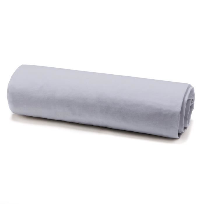 Drap housse 140x200 ZINC 100% coton 57 fils Gris