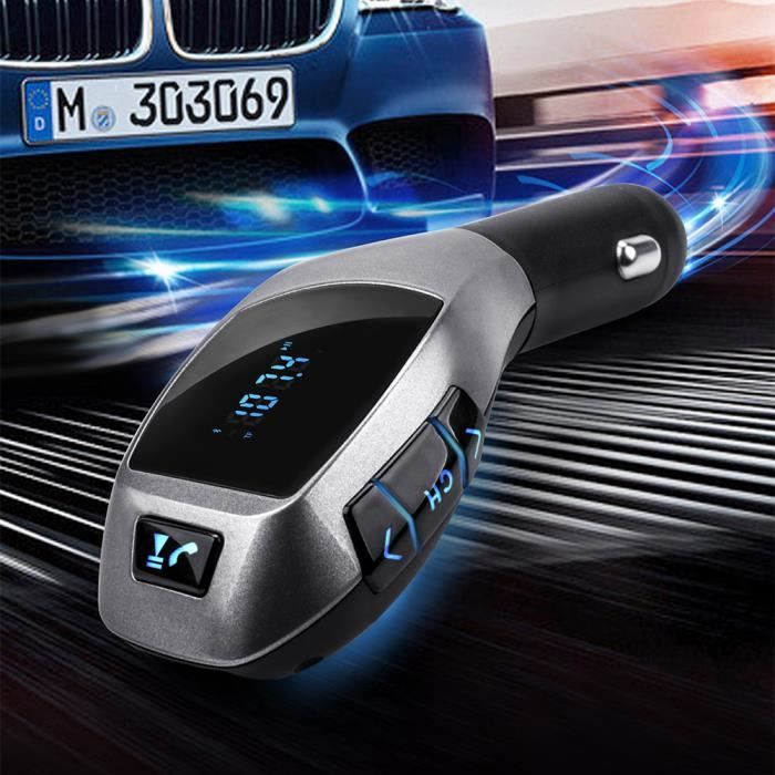 Vococal® Kit Mp3 Transmetteur FM de voiture Bluetooth X5 USB TF Chargeur sans fil mains libres