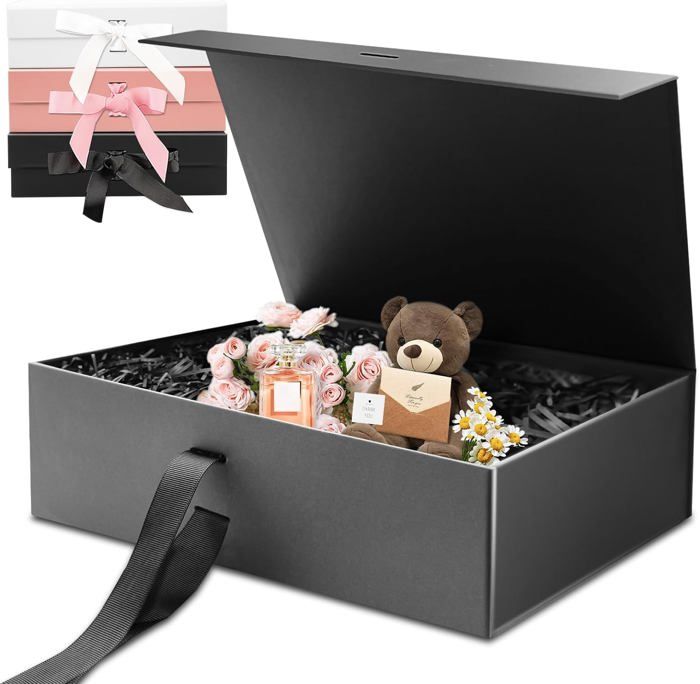 Joogee Boîte Cadeau, Boîte Cadeau Avec Couvercles Et Ruban Raphia