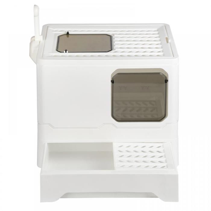 Comparer les prix de Bac à litière pliable pour Chat avec pelle - ERROLVES - Blanc - Maison de toilette en PP - 45*35*38 CM