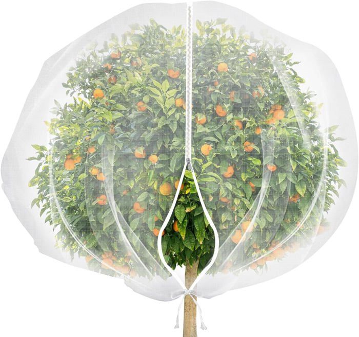 Filet anti-insectes et anti-oiseaux avec fermeture éclair et cordon de serrage pour légumes fruits fleurs et arbustes 3 x 3 m