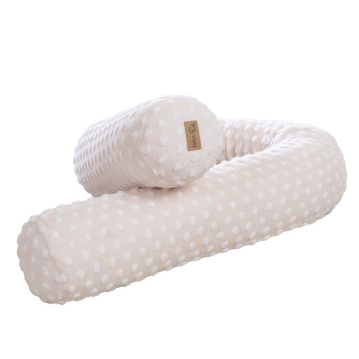 Serpent de Lit en Coton Bio ROBA - Frosty Almond - 170 cm - Certifié Oeko-Tex & OCS - Beige Amande - Pois en Relief Serpent de Lit en Coton Bio ROBA - Frosty Almond - 170 cm - Certifié Oeko-Tex & OCS - Beige Amande - Pois en Relief